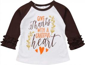 img 1 attached to Toddler Girls Thanksgiving Outfit: Long Sleeve Ruffle Tee Shirts Blouse Tops