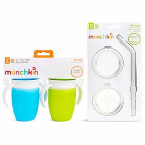 img 3 attached to Munchkin Miracle 360 Trainer Cup With Straw And Sippy Lid, Green/Blue, 7 Ounce