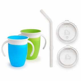 img 4 attached to Munchkin Miracle 360 Trainer Cup With Straw And Sippy Lid, Green/Blue, 7 Ounce