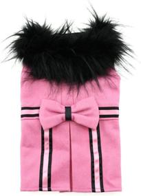 img 1 attached to 🐶 Stylish XL Pink Wool Fur Trimmed Dog Harness Coat with Leash by DOGGIE DESIGN