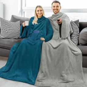 img 1 attached to Cozy up in Style with PAVILIA Premium Fleece Blanket with Sleeves - A Perfect Gift for Women, Men, and Adults!
