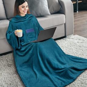 img 3 attached to Cozy up in Style with PAVILIA Premium Fleece Blanket with Sleeves - A Perfect Gift for Women, Men, and Adults!