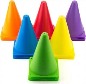 img 4 attached to 30-Pack Agility Cones - Indoor/Outdoor Sports Soccer Flexible Cone Sets In Assorted Colors | Faswin