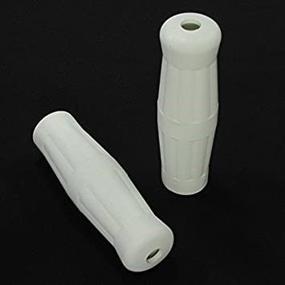 img 4 attached to 🚲 White Coke Bottle Style Rubber Grips for 1" Handlebars & Exterior Cables - Harley Bobber Chopper Cafe Racer