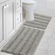 ultra-thick non-slip bathroom rug set with water absorbent stripes - 2 piece contour rug and toilet mat set - dove logo