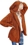sherpa hooded cardigan with pockets in camel - women's fuzzy open front outwear coat (size small) logo