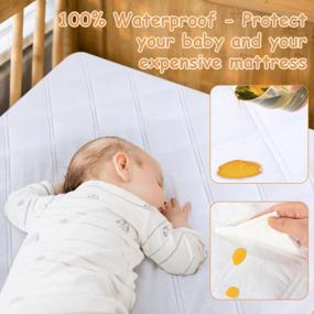 img 3 attached to Protect Your Baby'S Mattress With Yoofoss'S 2 Pack Waterproof Crib Mattress Protector - Quilted Fitted Cover With Ultra Soft & Breathable Fabric