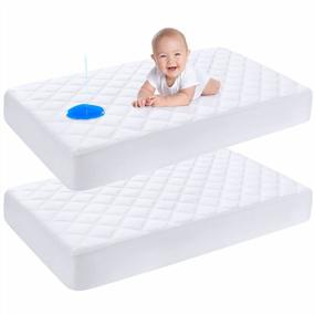 img 4 attached to Protect Your Baby'S Mattress With Yoofoss'S 2 Pack Waterproof Crib Mattress Protector - Quilted Fitted Cover With Ultra Soft & Breathable Fabric