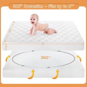 img 1 attached to Protect Your Baby'S Mattress With Yoofoss'S 2 Pack Waterproof Crib Mattress Protector - Quilted Fitted Cover With Ultra Soft & Breathable Fabric
