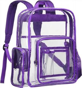 img 4 attached to PVC Clear Backpack For Adults - Heavy Duty, Large, Reinforced Straps, Dark Blue - School/Workplace/Travel Bag For Women Men