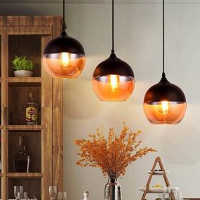 img 3 attached to Adjustable Nordic Vintage 3-Light Glass Pendant Fixture By JEUNEU - Ideal For Kitchen Island, Living, Dining Room, And More