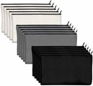15 pack blank cotton canvas diy craft zipper bags pencil case для макияжа косметические туалетные принадлежности стационарное хранение (черный + серый + белый) логотип