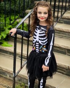 img 2 attached to Enlifety Teens Girls Boys Cool Halloween Outfits Size 13-14T 3D Skeleton Long Sleeve One Piece Bodysuits Jumpsuits With Tutu Skirts