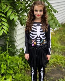 img 3 attached to Enlifety Teens Girls Boys Cool Halloween Outfits Size 13-14T 3D Skeleton Long Sleeve One Piece Bodysuits Jumpsuits With Tutu Skirts