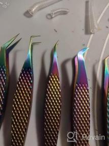 img 7 attached to LANKIZ Professional Boot Tweezers: Angled Tips For 3D-5D Volume Fan Lash Extensions - Gold 08A