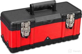 img 4 attached to 🧰 15.5-Inch Small Portable Tool Box Organizer by Jack Boss - Steel Construction, Short Non-Slip Handle, Removable Tray - Ideal Car Tool Box