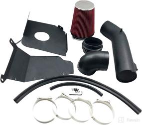 img 2 attached to 🔥 Enhanced Performance: 4 inch Cold Air Intake & Heat Shield for 09-14 Silverado 1500 GMC Sierra 1500 Yukon Cadillac Escalade ESV EXT Black & Red