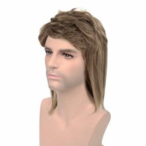 img 2 attached to Acecharming Mullet Wigs 70S 80S Mens Retro Wig Rocking Dube Wig Punk Rocker Disco Mullet Wig (коричневый)