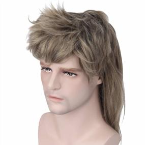 img 4 attached to Acecharming Mullet Wigs 70S 80S Mens Retro Wig Rocking Dube Wig Punk Rocker Disco Mullet Wig (коричневый)