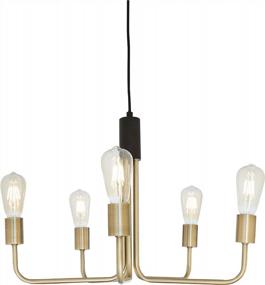 img 3 attached to Amazon Brand – Rivet Theory Mid-Century Modern 5-Arm Chandelier Ceiling Pendant, Edison Bulbs Included, 14.5"H, Black And Brass Finish