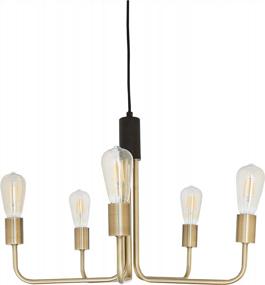 img 4 attached to Amazon Brand – Rivet Theory Mid-Century Modern 5-Arm Chandelier Ceiling Pendant, Edison Bulbs Included, 14.5"H, Black And Brass Finish