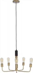 img 2 attached to Amazon Brand – Rivet Theory Mid-Century Modern 5-Arm Chandelier Ceiling Pendant, Edison Bulbs Included, 14.5"H, Black And Brass Finish
