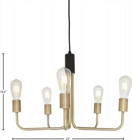 img 1 attached to Amazon Brand – Rivet Theory Mid-Century Modern 5-Arm Chandelier Ceiling Pendant, Edison Bulbs Included, 14.5"H, Black And Brass Finish
