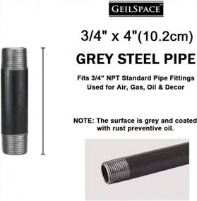 img 3 attached to GeilSpace 3/4" × 4" Heavy Duty Pre-Cut Grey Metal Pipe, Industrial Steel Fits Standard 3/4 Inch Threaded Pipes And Fittings - Vintage DIY Industrial Shelving (3/4" × 4", Grey)