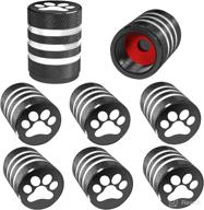 🐾 premium tire valve stem cap covers - metal caps with rubber rings for car, truck, motorcycle, bike - dog paw cat design - corrosion resistant & leak-proof - set of 8 (black) logo