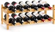 bamboo 2-tier wine rack for countertop, free standing display shelf for home bar and pantry - holds 12 bottles perfectly! logo