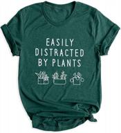 woman's gardening graphic shirt: easily distracted by plants - funny plant top for better plant search results logo