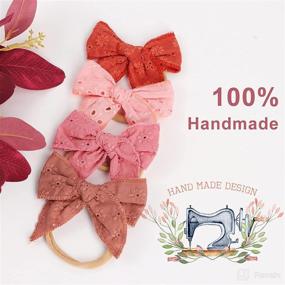 img 3 attached to Oaoleer Baby Girl Nylon Headbands with 10PCS Handmade Hollow Embroidery Bow Hairbands - Perfect Hair Accessories for Newborns, Infants, and Toddlers!
