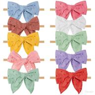 oaoleer baby girl nylon headbands with 10pcs handmade hollow embroidery bow hairbands - perfect hair accessories for newborns, infants, and toddlers! logo