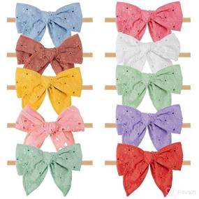 img 4 attached to Oaoleer Baby Girl Nylon Headbands with 10PCS Handmade Hollow Embroidery Bow Hairbands - Perfect Hair Accessories for Newborns, Infants, and Toddlers!