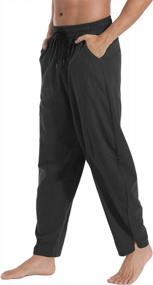 img 2 attached to Mens Summer Beach Pants: AITFINEISM Cotton Linen Drawstring Waist Lightweight Comfort