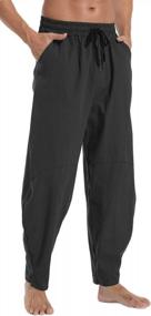 img 3 attached to Mens Summer Beach Pants: AITFINEISM Cotton Linen Drawstring Waist Lightweight Comfort