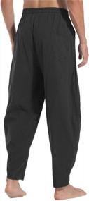 img 1 attached to Mens Summer Beach Pants: AITFINEISM Cotton Linen Drawstring Waist Lightweight Comfort