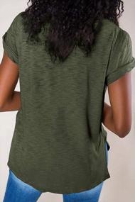 img 1 attached to Imesrun Womens Short Sleeve T-Shirts V Neck Summer Basic Tees Loose Casual Tops