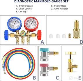 img 2 attached to 🛠️ Orion Motor Tech 3 Way AC Diagnostic Manifold Gauge Set: Effortlessly Charge Freon with R134A R12 R22 & R502, Includes 5FT Hose, Tank Adapters, Adjustable Couplers, and Can Tap