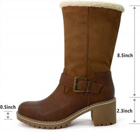 img 2 attached to Katliu Women Cute Warm Boots Chunky Mid Heel Round Toe Winter Snow Ankle Booties
