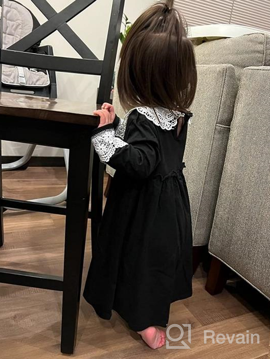 img 1 attached to 👗 BesserBay Girls' Lace Peter Pan Collar Swing Dress, Long Sleeve, Elastic Waist, Ages 1-10 Years review by Krystle Garcia