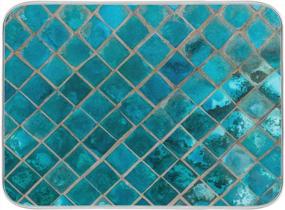 img 4 attached to Shiny Turquoise Marble Dish Drying Mats For Kitchen 18X24 Inch Drying Pad Dish Drainer Rack Mat Counter Mat Dish Draining Mat
