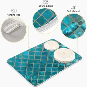 img 1 attached to Shiny Turquoise Marble Dish Drying Mats For Kitchen 18X24 Inch Drying Pad Dish Drainer Rack Mat Counter Mat Dish Draining Mat