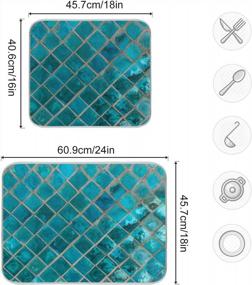img 2 attached to Shiny Turquoise Marble Dish Drying Mats For Kitchen 18X24 Inch Drying Pad Dish Drainer Rack Mat Counter Mat Dish Draining Mat
