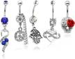 piercingj 5pcs 14g stainless steel dangle belly button rings for women crystal curved barbell navel rings body piercing jewelry logo