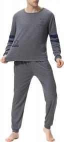img 2 attached to Aiboria Men'S Pajamas Set Cotton Long Sleeve Top And Pants Soft Sleepwear Lounge Set