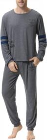 img 4 attached to Aiboria Men'S Pajamas Set Cotton Long Sleeve Top And Pants Soft Sleepwear Lounge Set