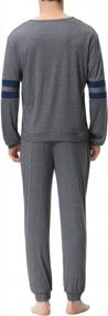 img 1 attached to Aiboria Men'S Pajamas Set Cotton Long Sleeve Top And Pants Soft Sleepwear Lounge Set
