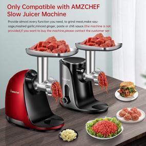 img 3 attached to Metal Food Grinder Attachment For AMZCHEF Slow Juicer, ZM1501&GM3001-Meat Grinder Attachment Included 3 Sausage Stuffer Tubes & A Holder,4 Grinding Plates,3 Grinding Blades,Cleaning Brush