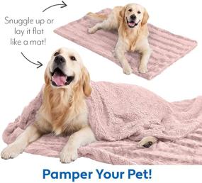 img 2 attached to 🐾 Soft Reversible Sherpa Pet Blanket, 32x40, Machine Washable, Plush and Cozy Faux Fur Throw, Puppy Bed Cover, for Crates, Couch, Car – Medium Size, Snuggly Pink